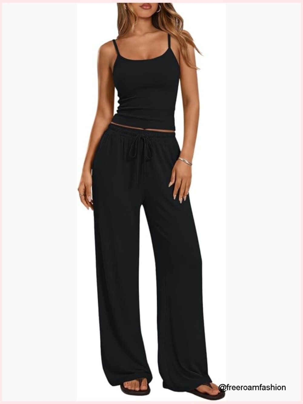 2 Piece Lounge Set - Camisole Top & Wide Leg Pants